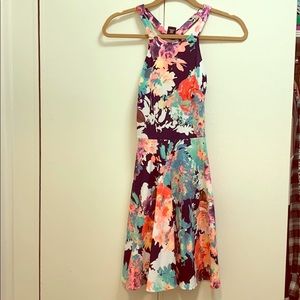 Aqua flower printed summer dress